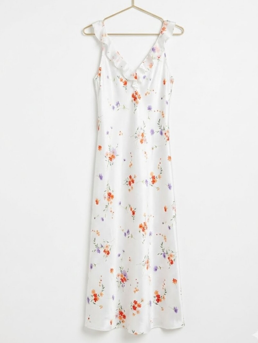 Oscar De La Renta Fine Label White Floral Slip Dress Sz Small
